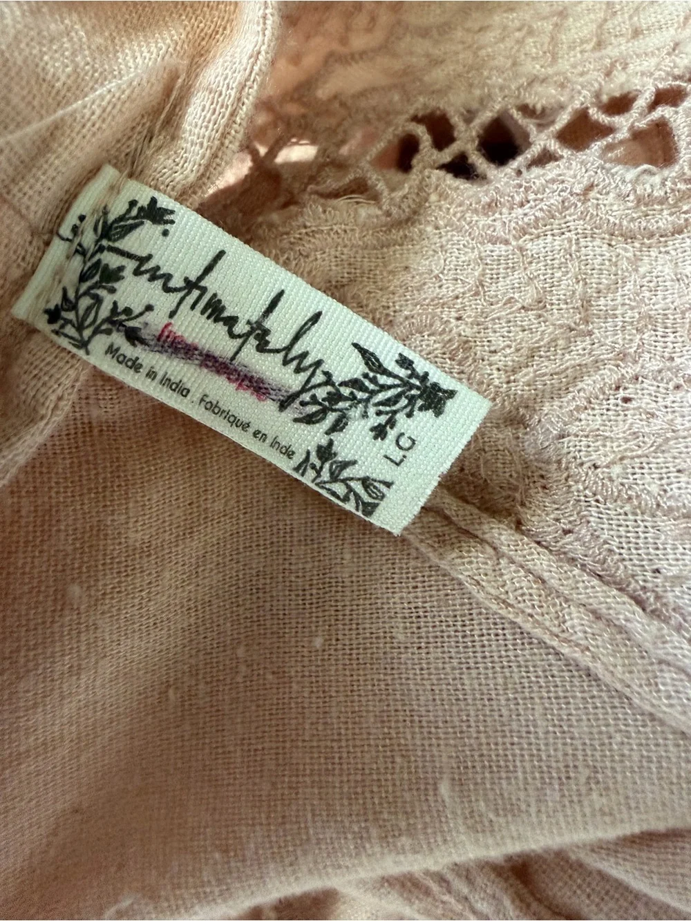 Free People Cool Nights kimono pink Eyelet Lace Cutout Cardigan Cover Up large